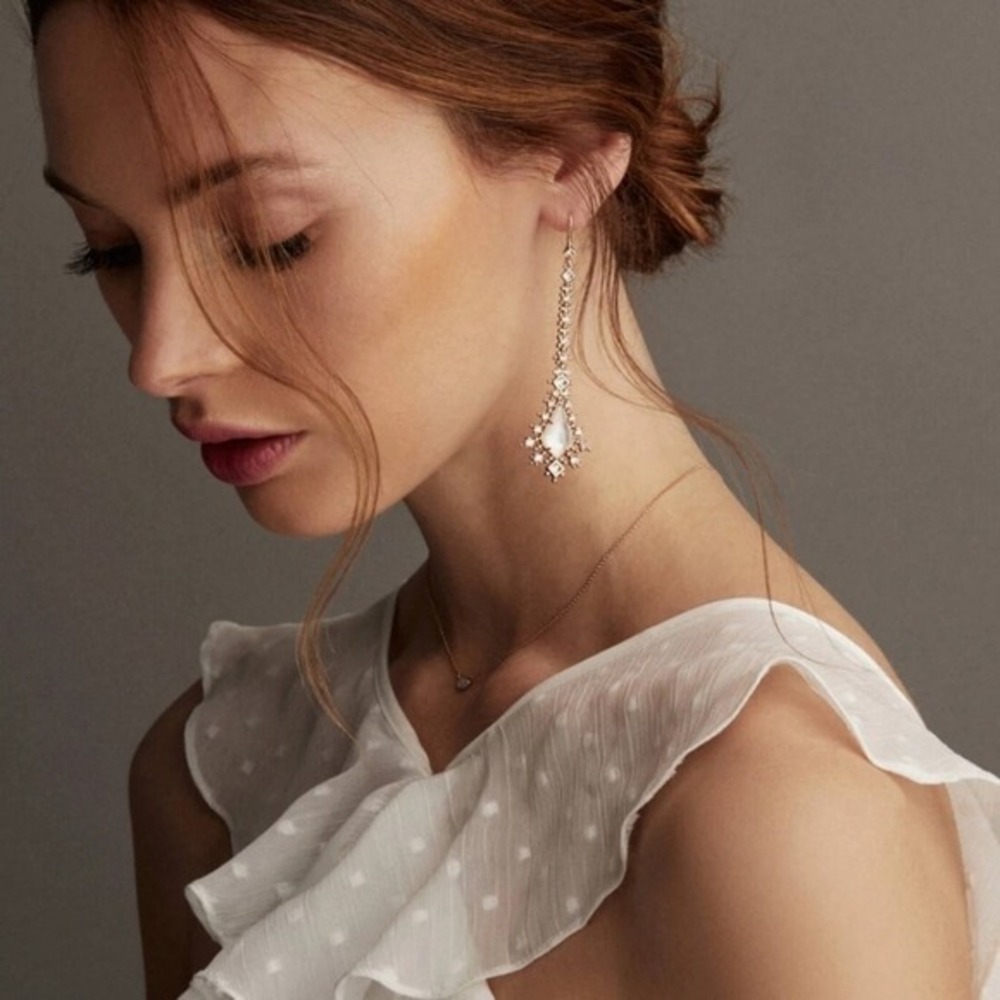 Kendra Scott Reimer DROP Bridal Statement Party Earrings in Gold Mother pearlNEW